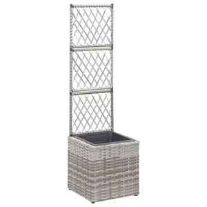 NNEVL Trellis Raised Bed with 1 Pot 30x30x107 cm Poly Rattan Grey