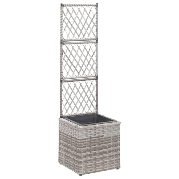 NNEVL Trellis Raised Bed with 1 Pot 30x30x107 cm Poly Rattan Grey