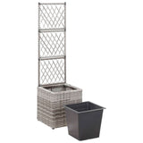 NNEVL Trellis Raised Bed with 1 Pot 30x30x107 cm Poly Rattan Grey
