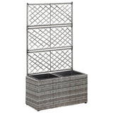 NNEVL Trellis Raised Bed with 2 Pots 58x30x107 cm Poly Rattan Grey