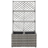 NNEVL Trellis Raised Bed with 2 Pots 58x30x107 cm Poly Rattan Grey