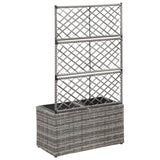 NNEVL Trellis Raised Bed with 2 Pots 58x30x107 cm Poly Rattan Grey