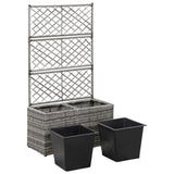NNEVL Trellis Raised Bed with 2 Pots 58x30x107 cm Poly Rattan Grey
