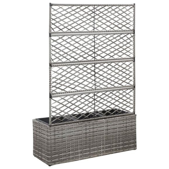 NNEVL Trellis Raised Bed with 3 Pots 83x30x130 cm Poly Rattan Grey