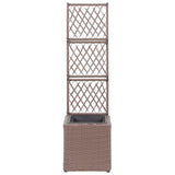 NNEVL Trellis Raised Bed with 1 Pot 30x30x107 cm Poly Rattan Brown