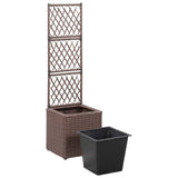 NNEVL Trellis Raised Bed with 1 Pot 30x30x107 cm Poly Rattan Brown