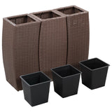NNEVL Garden Raised Beds 3 pcs Poly Rattan Brown
