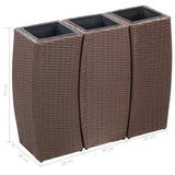 NNEVL Garden Raised Beds 3 pcs Poly Rattan Brown