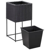 NNEVL Garden Raised Beds 3 pcs Poly Rattan Black
