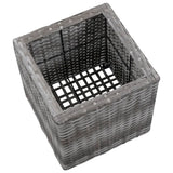 NNEVL Garden Raised Beds 3 pcs Poly Rattan Grey