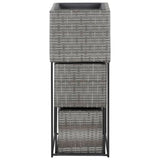 NNEVL Garden Raised Beds 3 pcs Poly Rattan Grey