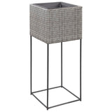 NNEVL Garden Raised Beds 3 pcs Poly Rattan Grey