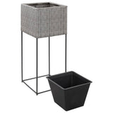NNEVL Garden Raised Beds 3 pcs Poly Rattan Grey