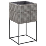 NNEVL Garden Raised Beds 3 pcs Poly Rattan Grey