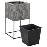 NNEVL Garden Raised Beds 3 pcs Poly Rattan Grey