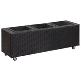 NNEVL Garden Raised Bed with 3 Pots 100x30x36 cm Poly Rattan Black