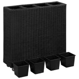 NNEVL Garden Raised Bed with 4 Pots 80x22x79 cm Poly Rattan Black