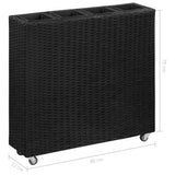 NNEVL Garden Raised Bed with 4 Pots 80x22x79 cm Poly Rattan Black