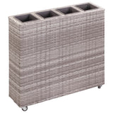 NNEVL Garden Raised Bed with 4 Pots 80x22x79 cm Poly Rattan Grey