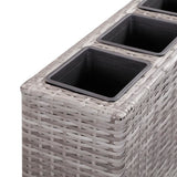 NNEVL Garden Raised Bed with 4 Pots 80x22x79 cm Poly Rattan Grey