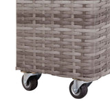 NNEVL Garden Raised Bed with 4 Pots 80x22x79 cm Poly Rattan Grey