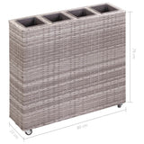 NNEVL Garden Raised Bed with 4 Pots 80x22x79 cm Poly Rattan Grey