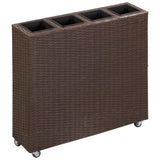 NNEVL Garden Raised Bed with 4 Pots 80x22x79 cm Poly Rattan Brown