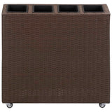 NNEVL Garden Raised Bed with 4 Pots 80x22x79 cm Poly Rattan Brown