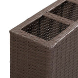 NNEVL Garden Raised Bed with 4 Pots 80x22x79 cm Poly Rattan Brown