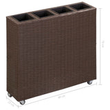 NNEVL Garden Raised Bed with 4 Pots 80x22x79 cm Poly Rattan Brown