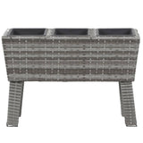 NNEVL Garden Raised Bed with Legs and 3 Pots 72x25x50 cm Poly Rattan Grey