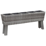 NNEVL Garden Raised Bed with Legs and 5 Pots 118x25x50 cm Poly Rattan Grey