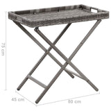 NNEVL Folding Table Grey 80x45x75 cm Poly Rattan