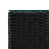 NNEVL Side Table with Glass Top Black 35x35x52 cm Poly Rattan