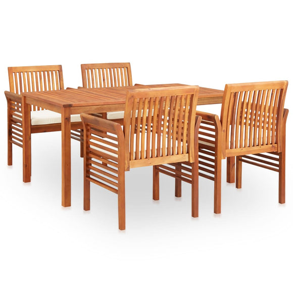 NNEVL 5 Piece Outdoor Dining Set with Cushions Solid Wood Acacia