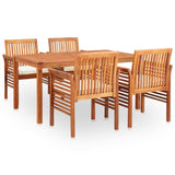 NNEVL 5 Piece Outdoor Dining Set with Cushions Solid Wood Acacia