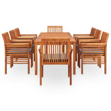 NNEVL 9 Piece Outdoor Dining Set with Cushions Solid Wood Acacia