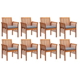 NNEVL 9 Piece Outdoor Dining Set with Cushions Solid Wood Acacia