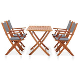 NNEVL 5 Piece Outdoor Dining Set Grey Solid Eucalyptus Wood