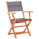 NNEVL 9 Piece Outdoor Dining Set Grey Solid Eucalyptus Wood and Textilene