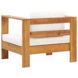 NNEVL 4 Piece Garden Lounge Set with Cushions Cream Solid Acacia Wood