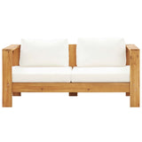 NNEVL 4 Piece Garden Lounge Set with Cushions Cream Solid Acacia Wood