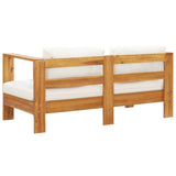 NNEVL 4 Piece Garden Lounge Set with Cushions Cream Solid Acacia Wood
