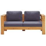 NNEVL 4 Piece Garden Lounge Set with Cushions Grey Solid Acacia Wood