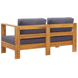 NNEVL 4 Piece Garden Lounge Set with Cushions Grey Solid Acacia Wood