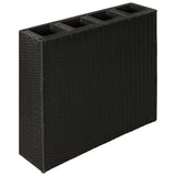 NNEVL Garden Raised Bed with 4 Pots 2 pcs Poly Rattan Black