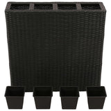 NNEVL Garden Raised Bed with 4 Pots 2 pcs Poly Rattan Black