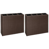 NNEVL Garden Raised Bed with 4 Pots 2 pcs Poly Rattan Brown