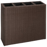NNEVL Garden Raised Bed with 4 Pots 2 pcs Poly Rattan Brown