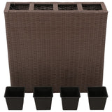 NNEVL Garden Raised Bed with 4 Pots 2 pcs Poly Rattan Brown